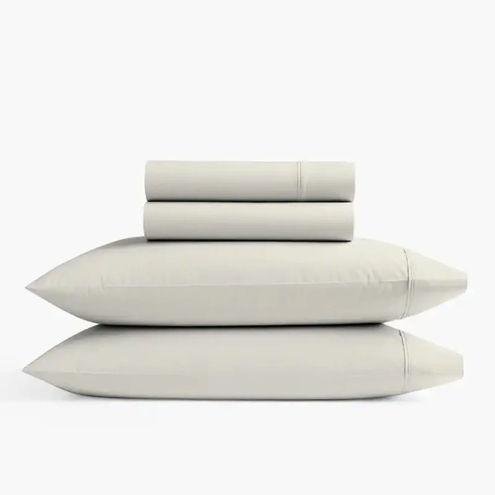 Color Sense 800TC Luxury Cotton-Blend Sheet Set - Queen - Ivory